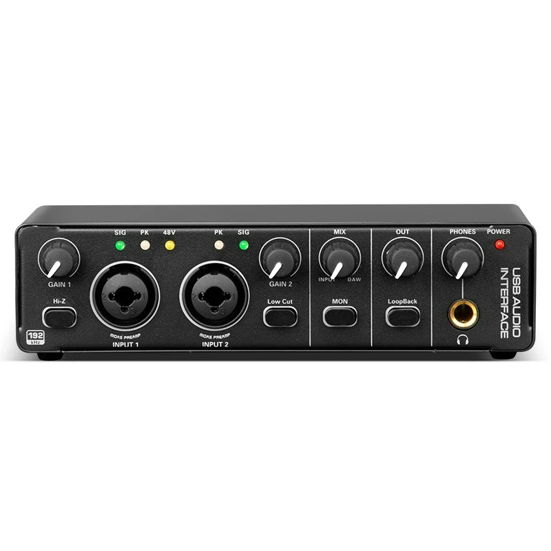 

USB Audio Interface Recording Audio Sound Card for Recording with Loopback Monitor 48V Phantom for Guitar Live Studio Singing