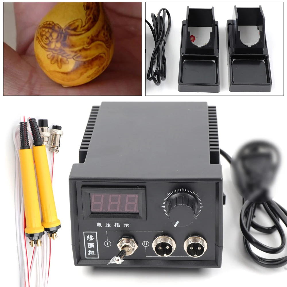 60W Pyrography Soldering Iron Set Pyrography Piston Pyrography Station Wood Burner Set 220 V 0-750 °C Adjustable Temperature