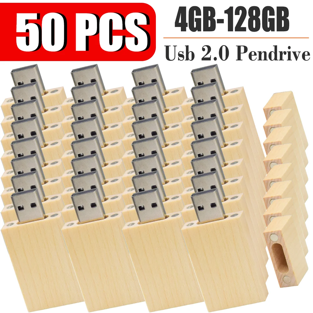 50pcs/lot Free Customised Logo bamboo Pen Drive USB 2.0 Flash Drive 4GB 8GB 16GB 32GB 64GB 128GB Memory Stick Photography Gift