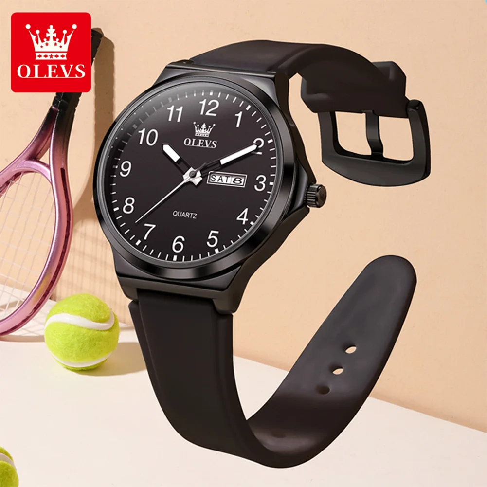 

OLEVS студенческие часы, удобный силиконовый ремешок, водостойкий календарь недели, простые кварцевые часы с цифровым циферблатом для мужчин и женщин, новинка 5647