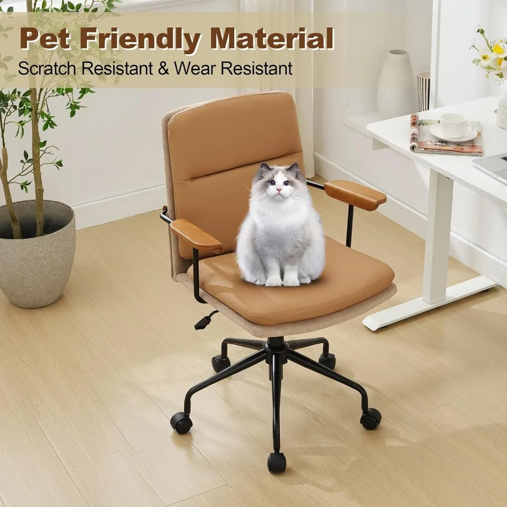 كرسي مكتب منزلي مخطط مخملي، كرسي دوار منجد بارتفاع حديث قابل للتعديل مع عجلات، كرسي مهمة مريح #5