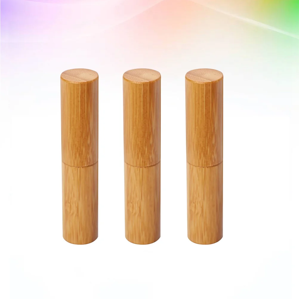 หลอดลิปบาล์มเปล่า 3 ชิ้น ขนาด 12.1 มม. ดีไซน์ไม้ไผ่ แบบกดลื่น สำหรับทำลิปสติกเอง ใช้สำหรับพกพา ใช้ได้ทุกวัน