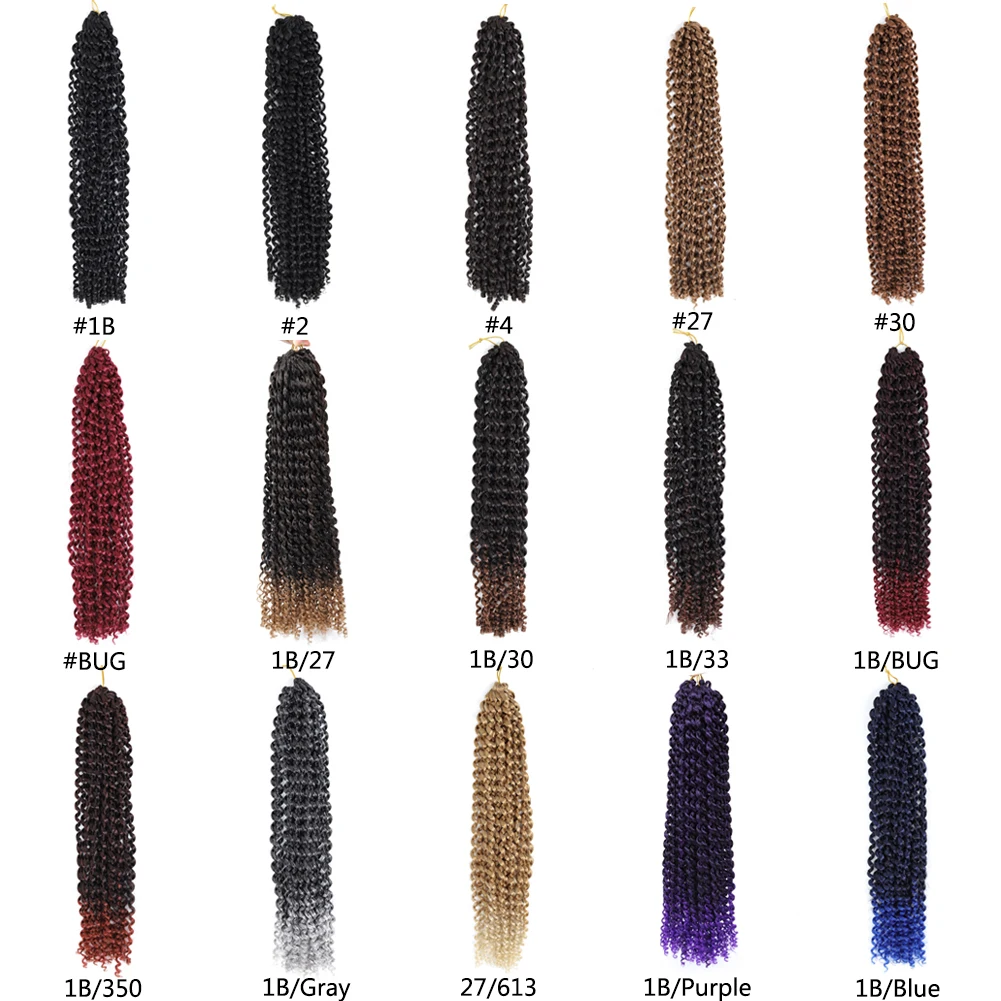 Ombre Bionda Passion Twist Capelli 18 pollici 7 confezioni Onda d'acqua Capelli all'uncinetto Lunghi capelli intrecciati ricci bohémien per Butterfly Locs