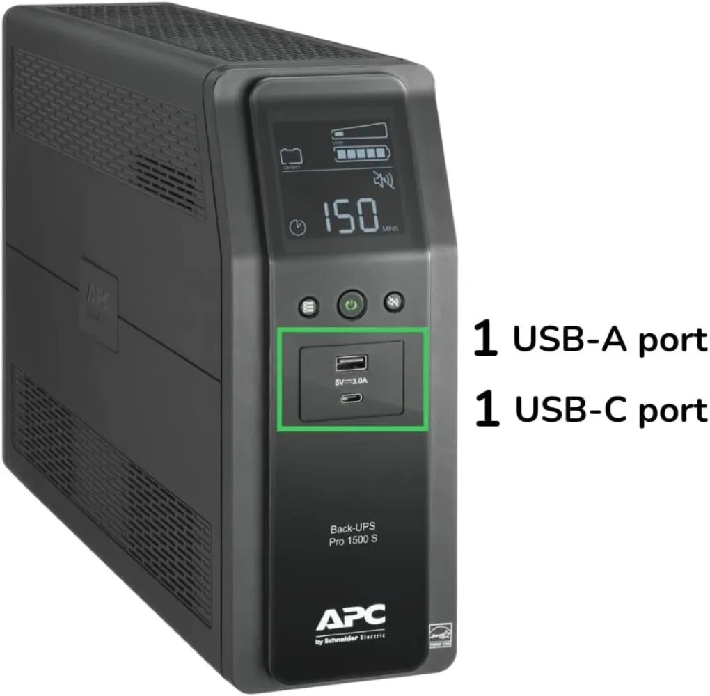 1500VA Sine Wave UPS Battery Backup, BR1500MS2 Backup Battery Power Supply, AVR, 10 Outlets, (2) USB Charger Ports