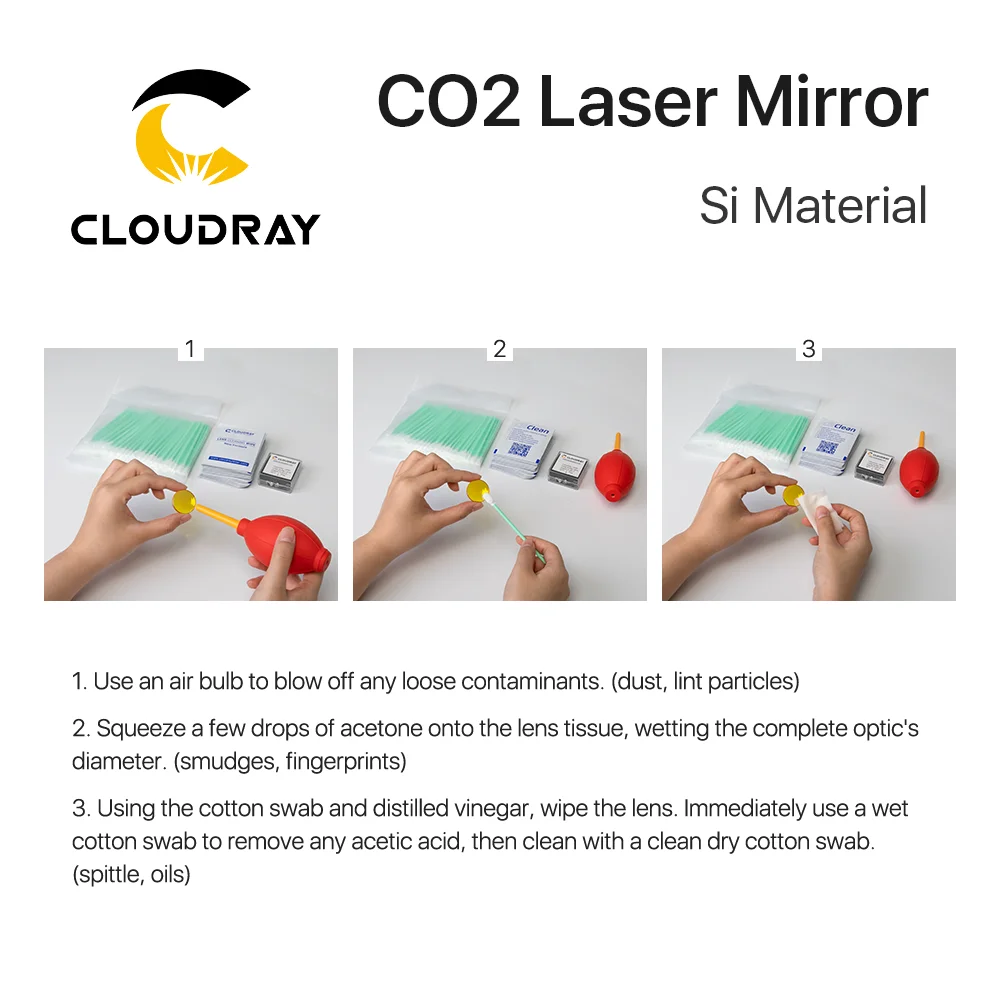 Cloudray-Lentes refletoras de silício banhado a ouro, Espelhos reflexivos Si para gravador a laser, Lente Laser Co2, Dia 19 20 25 30 38.1mm