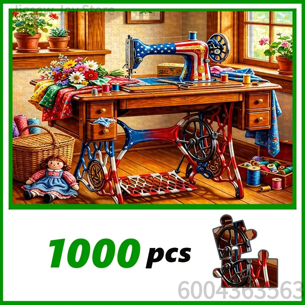 Vintage Jigsaw Puzzle, Retro Sewing Table, Patriotic Fire Hydrant, Halloween Sundae, Cute Kittens in Greenhouse, Wall Decor