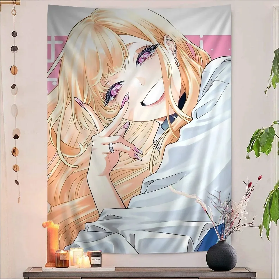 Hot My Dress-Up Darling Anime Wall Tapestry Featuring Kitagawa Marin Stylish Aesthetic Bedroom Living Room Home Wall Decor Gift