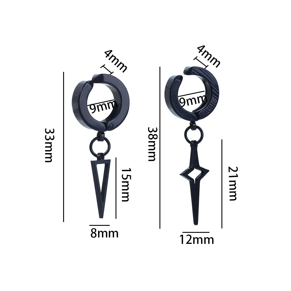 1 stuks geometrische driehoek kruis bungelen niet-piercing oor manchet hoepel oorbellen mannen vrouwen geen gat roestvrij staal mode-sieraden