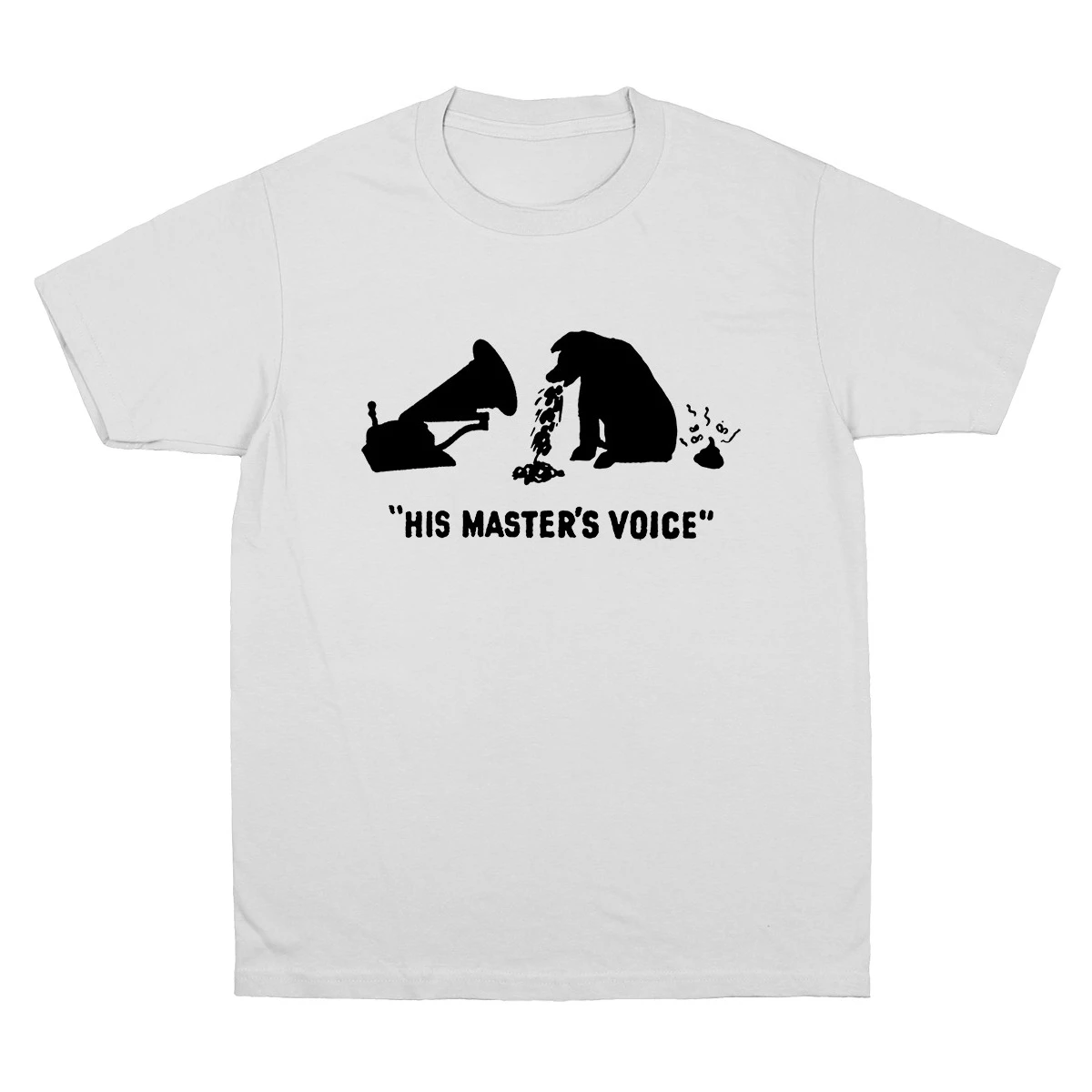 تي شيرت His Master's Voice Puppy Vinyl Music محاكاة ساخرة من القطن الخالص بأكمام قصيرة للرجال والنساء طبقة أساسية