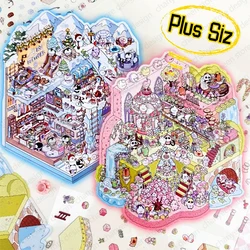 Plus Size 3D Landscape Sticker Funney Cabin Scene DIY Sticker Stacking Pasting Festival Birthday Gift for Kid Child