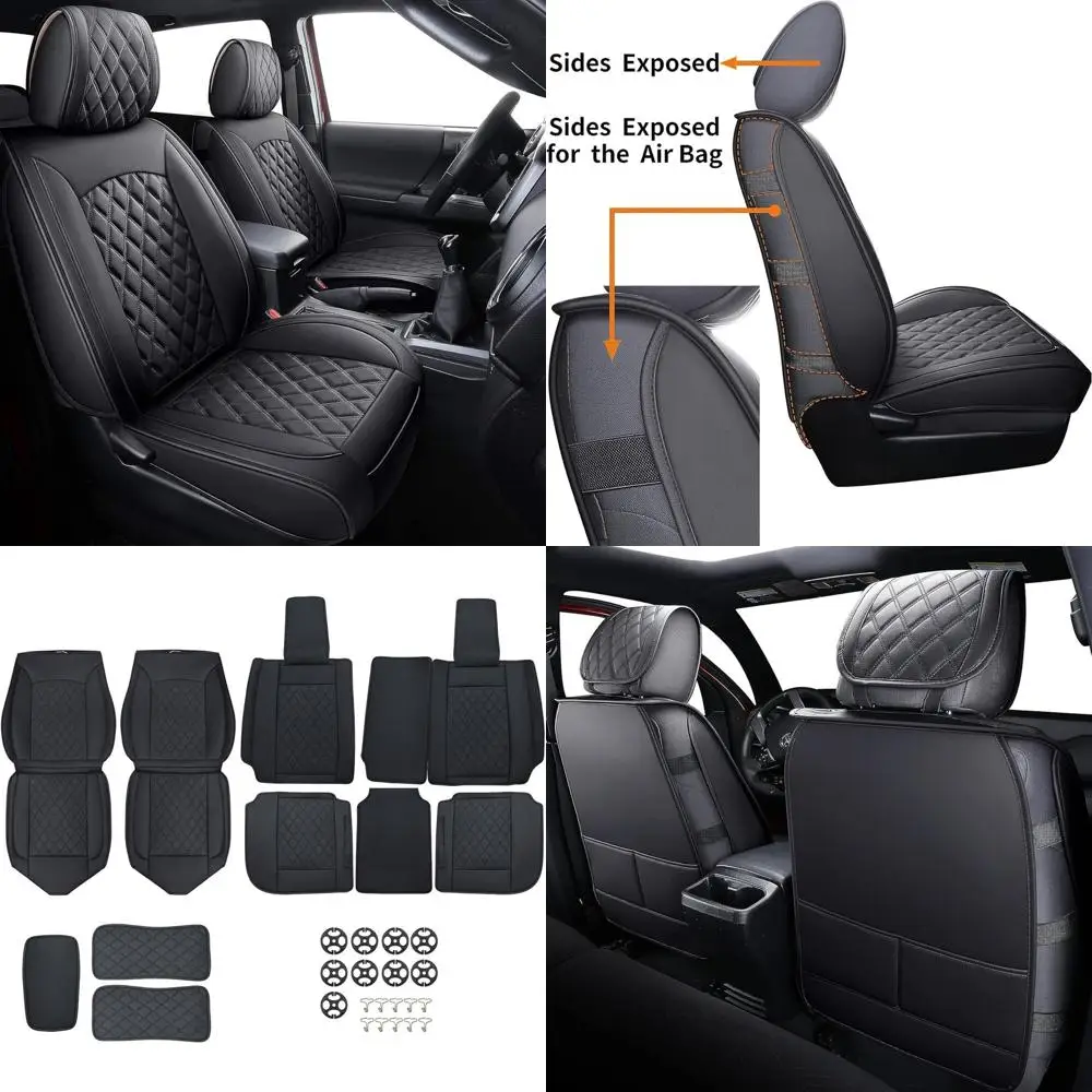 

Full Set 5-Sits Front Rear Seat Covers Black Protector Front and Rear Seats and Back Compatible with Toyota Tacoma 2005-2023