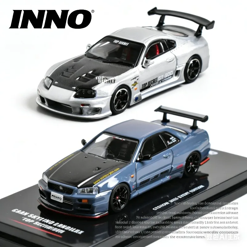 

Suzhou GT SHOW INNO 1:64 Nissan R34 Speedster A80 Cast Alloy Static Alloy Car Model, Boys' Toy, Adult Collection Decoration Item