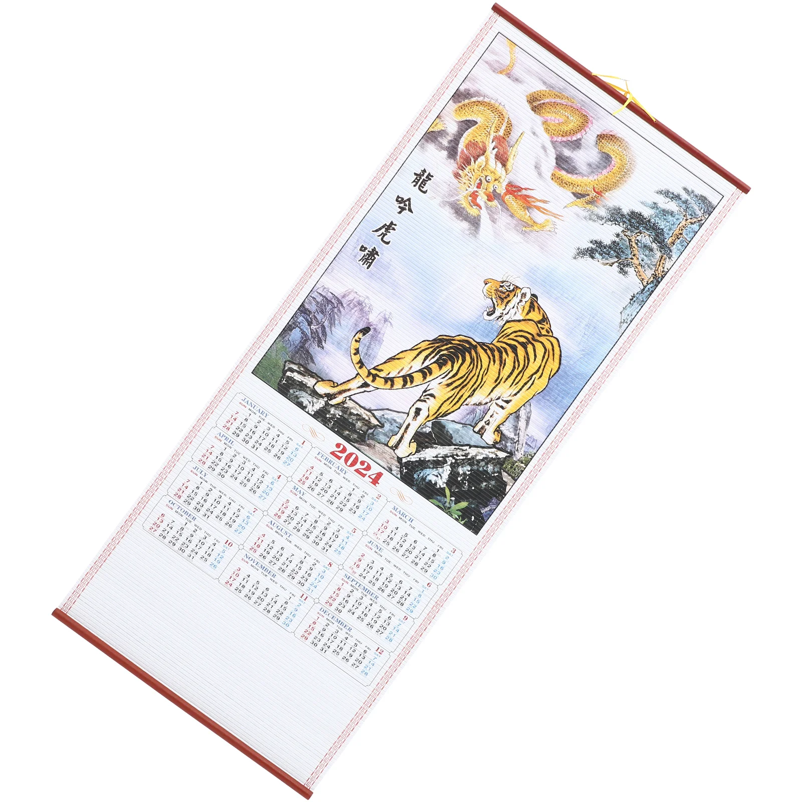 

2024 Chinese Wall Calendar Living Room Decorations with Wheels Dragon Year Office