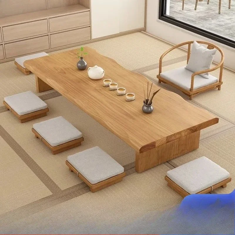Factory Direct 2026 Japanese-style solid wood tea table and chair combination tatami kang table Kung Fu tea table