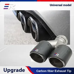 ER Car Accessories Modification Matte Carbon Fiber Double Exhaust Tip Universal Exhaust Muffler Nozzle for universal car modify