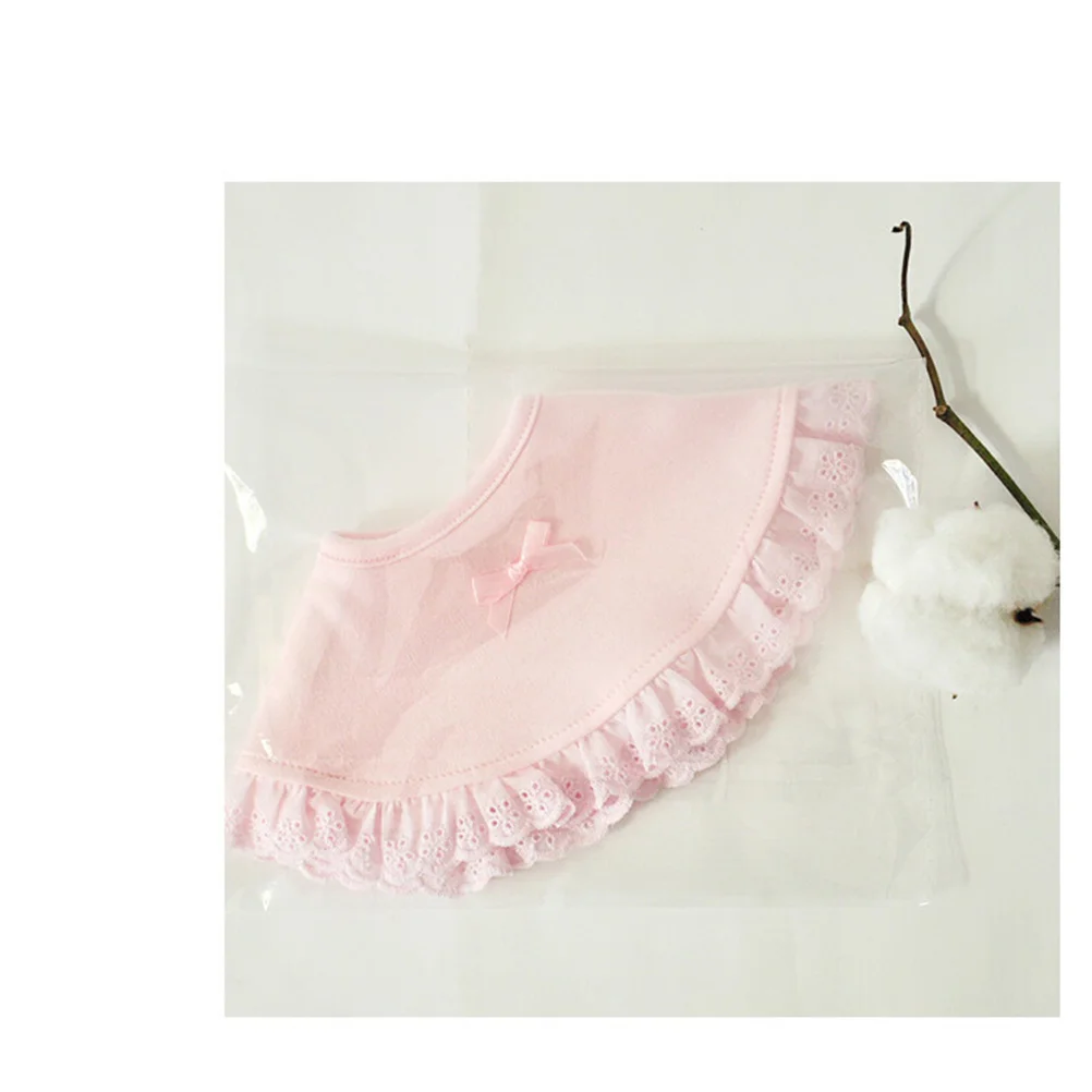 طقم مريلة أطفال قطني مريح مكون من قطعتين، حماية كبيرة الحجم لتناول الطعام، مريلة غداء للأطفال قابلة للغسل باللون الأبيض والوردي #3