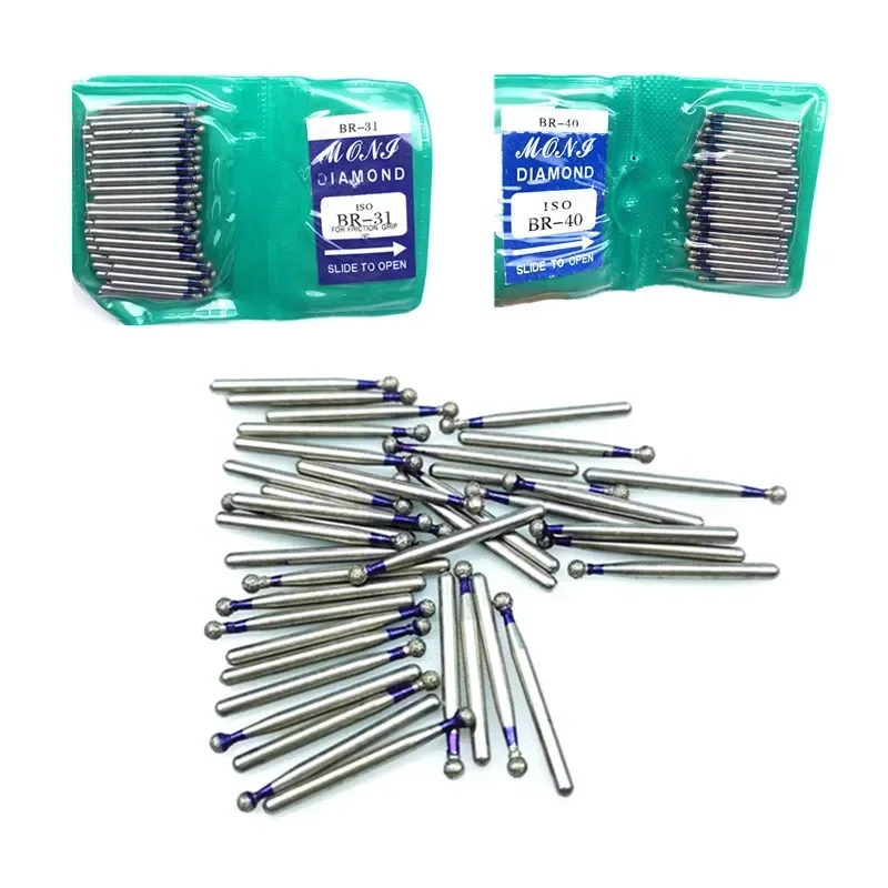 50PCS Dental Diamond FG High Speed Burs BR SERIES for teeth polishing 1.6mm