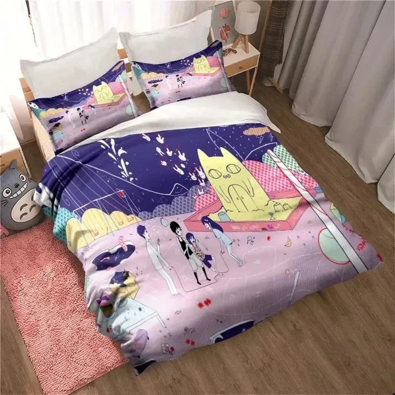 

Fashion 3D Printed Anime Omori Bedding Set All Seasons Double Duvet Cover Set Twin King Size Bedclothes Home Textile