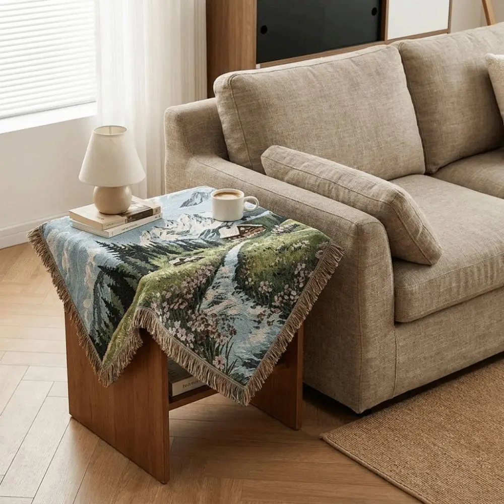 Nordic Style Landscape Painting Sofa Blanket Natural Scenery Decorative Wall Decoration Tapestry Washable Dust Cover Blanket