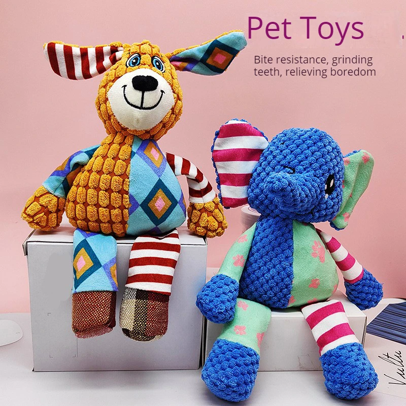 Pet Stuffed Doll Toy Squeak Dogs Plush Article Teeth Bite Interactive Puppy Training Behavior Chew Game Indestructible Supplies