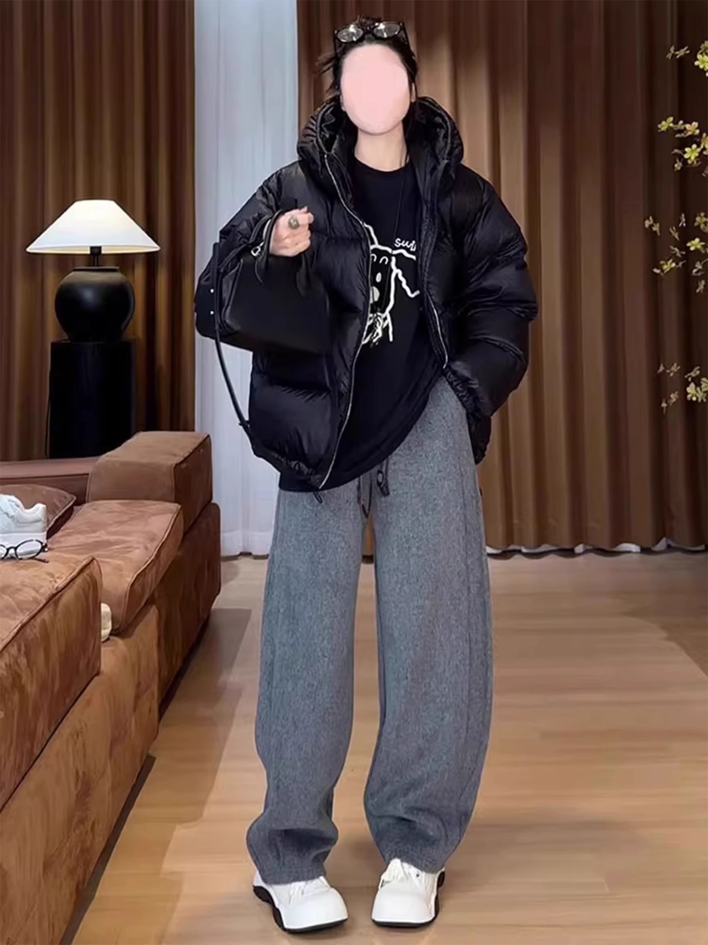 ay Fce Gefüttert Dstring Taille Sport Hosen frauen Herbst Winter Neue Sle plus Größe Elastische Taille Abnehmen Breite Bein hosen