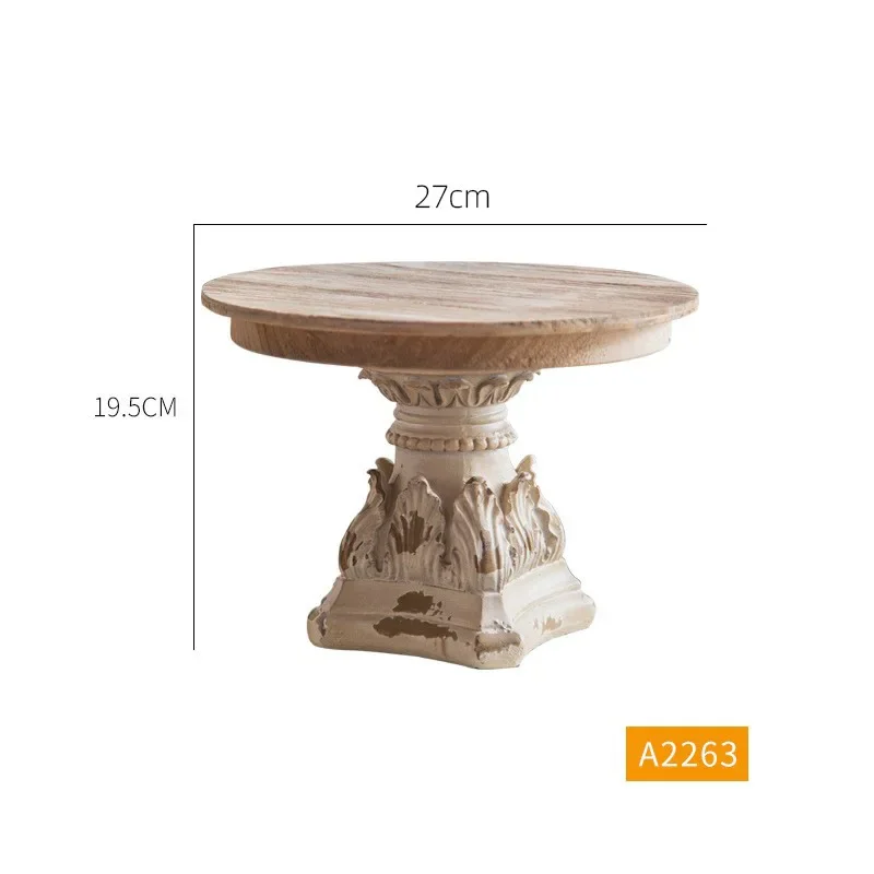 Handmade Wooden Display Storage Tray, Weathered White Risers, Carving Column, Cake Stand, Kitchen Decoration, Candle Holder