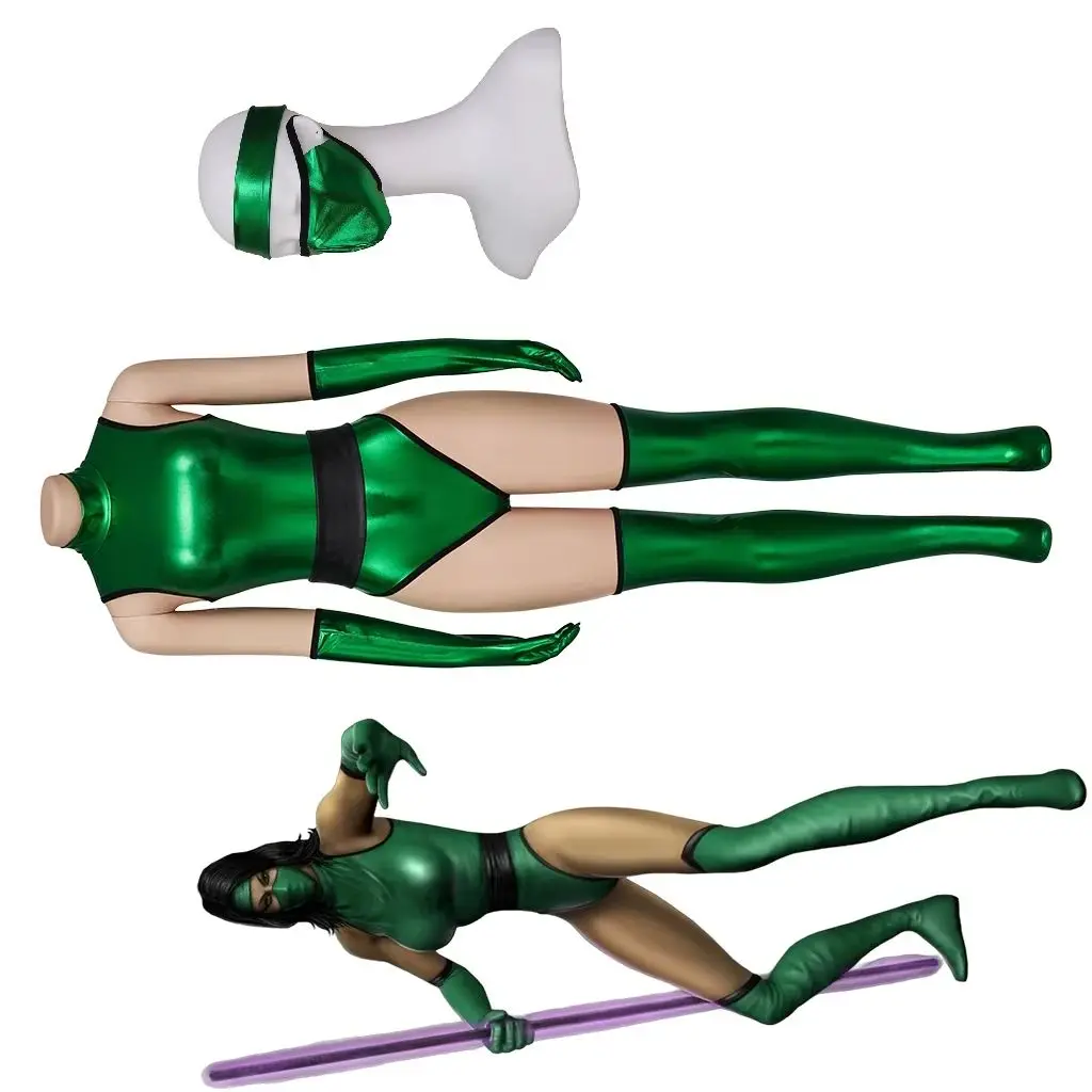 

Game Mortal Kombat Jade Cosplay Costume Sexy Women Green Battle Jumpsuit Full Set Halloween Carnival Party Ninja Bodysuit