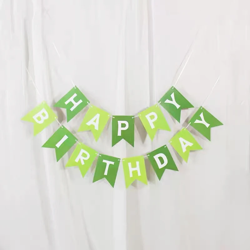 Chicinlife green Happy birthday Banner Jungle Animal dinosaur theme Birthday Party Decoration kids 1st birthday Supplies