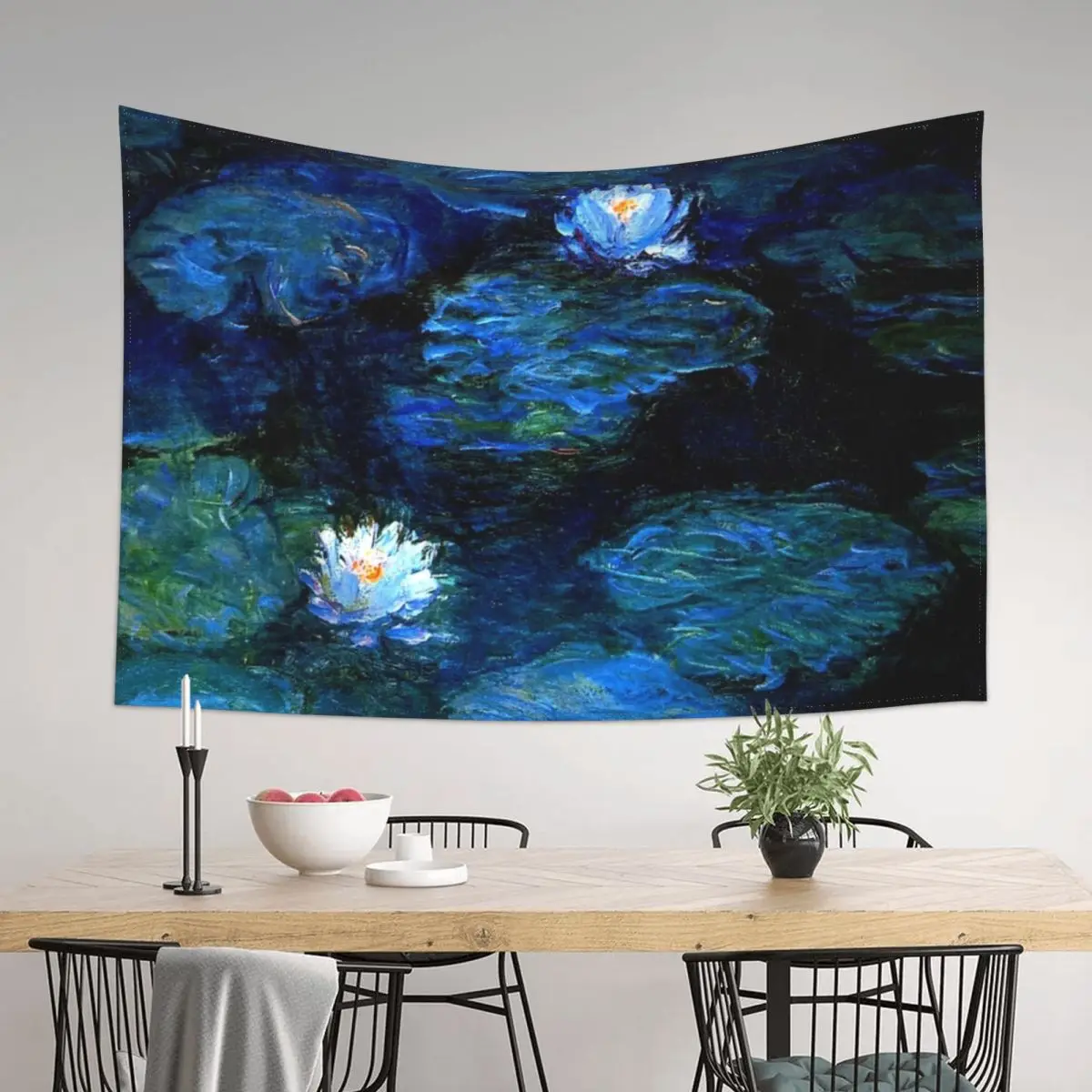 

Water Lilies Monet deep blue Tapestry Decorative Wall Murals Carpet On The Wall Wall Carpet Tapestry