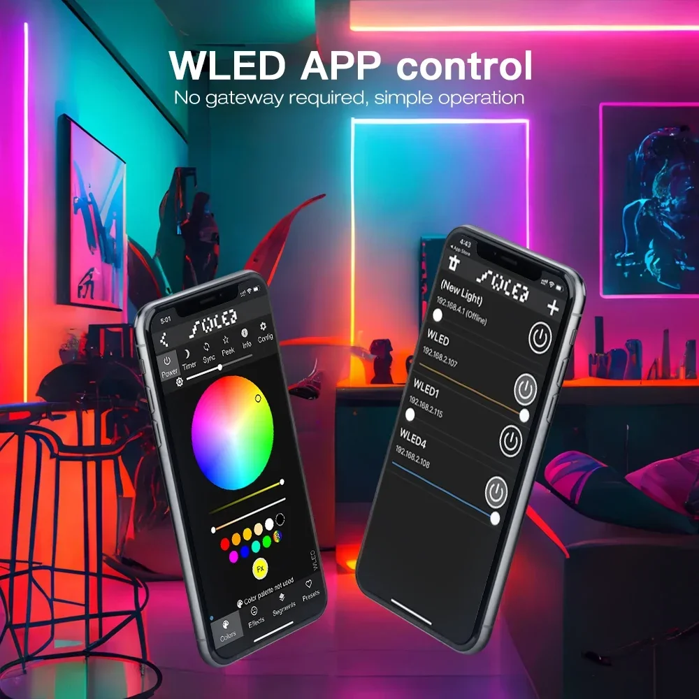 ESP32 WLED RGB Digital LED Controller IR Sensor Switch RGBIC MIC Mode UART Type-C Download Easy Wiring App Control Alexa Voice