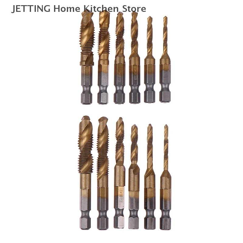 Durable 6Pcs HSS Compound Tap Drill Bits for Metal Steel Wood Plastic