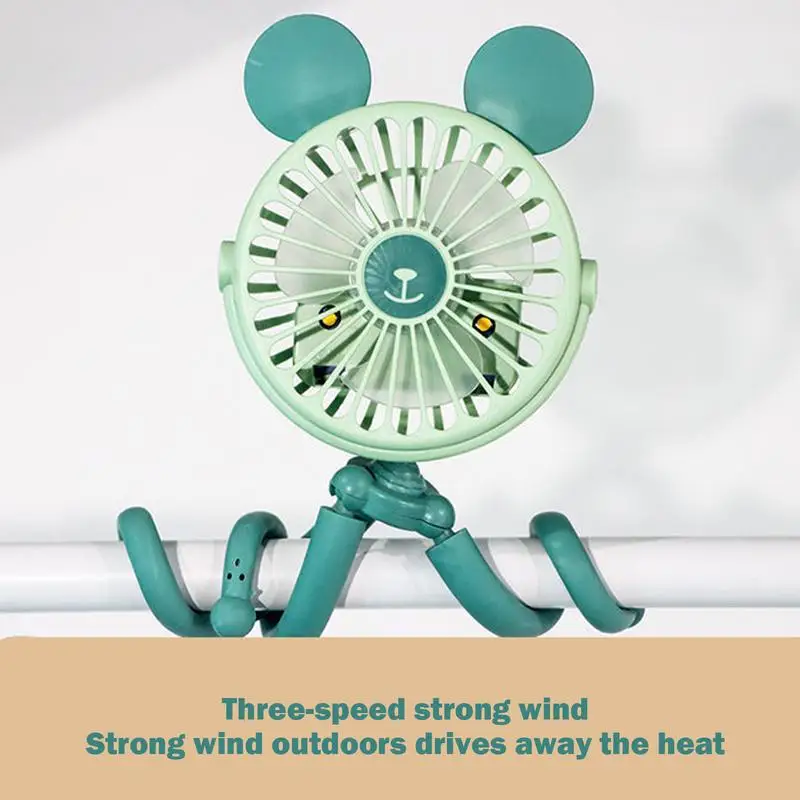 Octopus Fan For Stroller Tripod Clip Stroller Fan Portable Electric Cart Silent Fan Camping Handheld Personal Cooling Fan