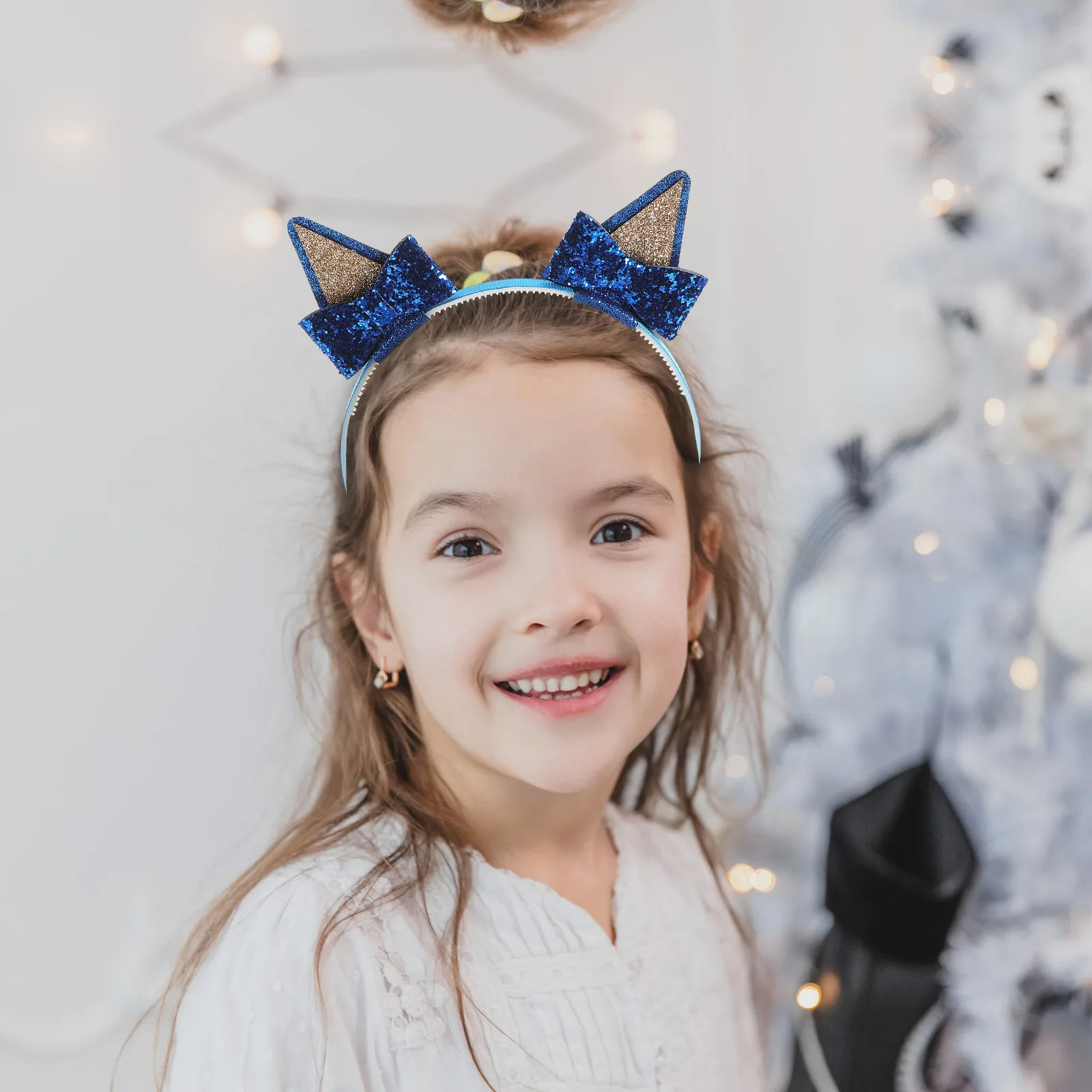 

Cute Hairb Kids Cat Ear Headb for Girl Children Cartoon Ears Sequin Metal Lightweight Comfortable Wear Accessories