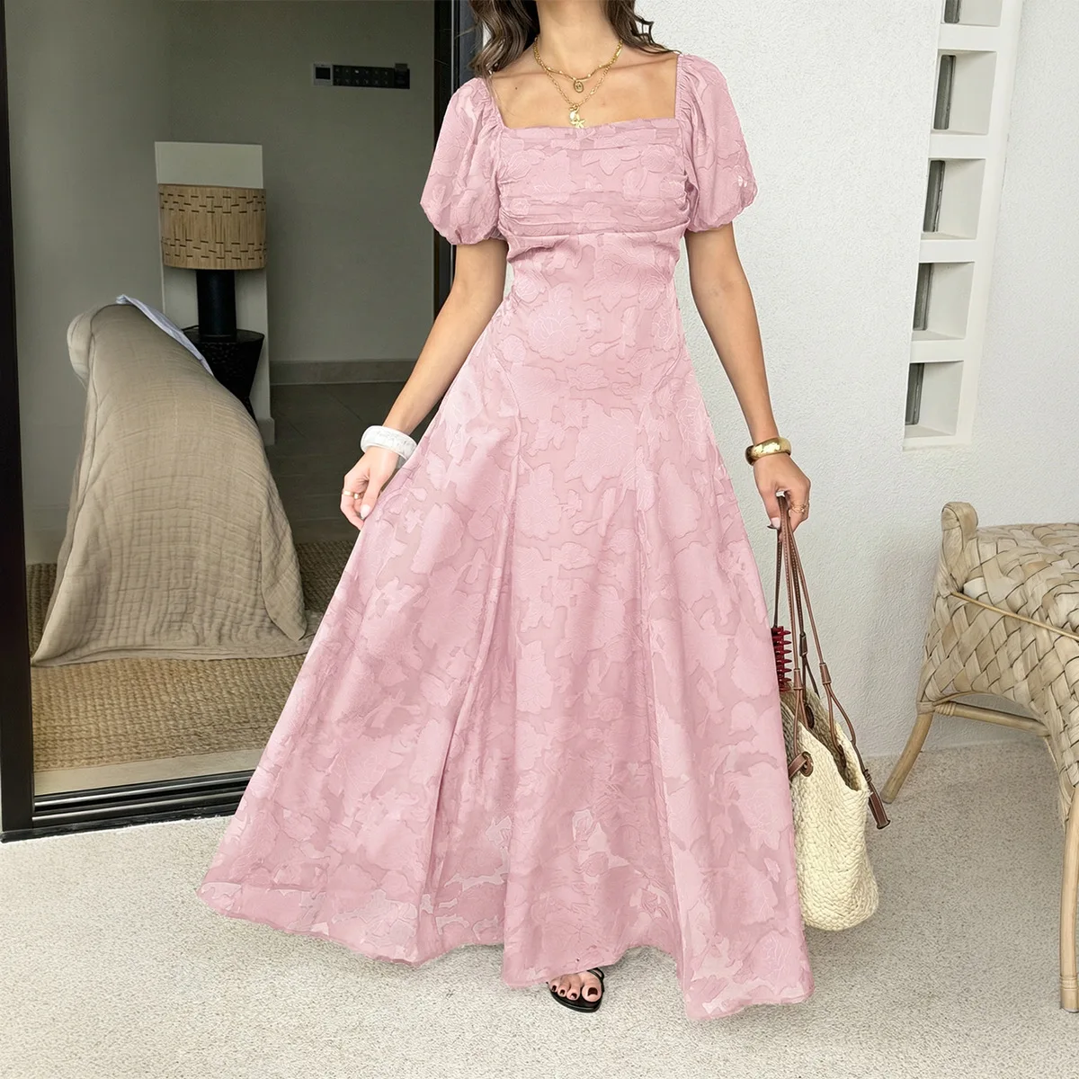 

Sexy Backless Women‘s Summer Boho Floral Maxi Dress Casual Short Sleeve Beach Sundress Elegant Evening Party Long Dresses Ladies