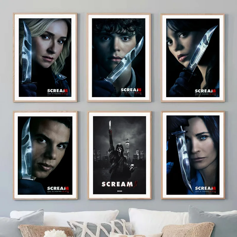 2023 Movie Scream VI Poster Classic Horror Movie Prints Canvas Painting Wall Art Room Cinema Club Decor Aesthetic Art