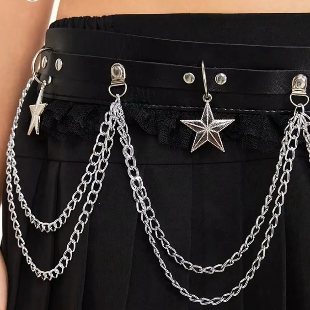 جديد طبقة مزدوجة حزام على شكل سلسلة واحدة الصدر عروة الخصر سلسلة الدانتيل يصل ستار مزين حزام من الدانتيل الهيب هوب الزي