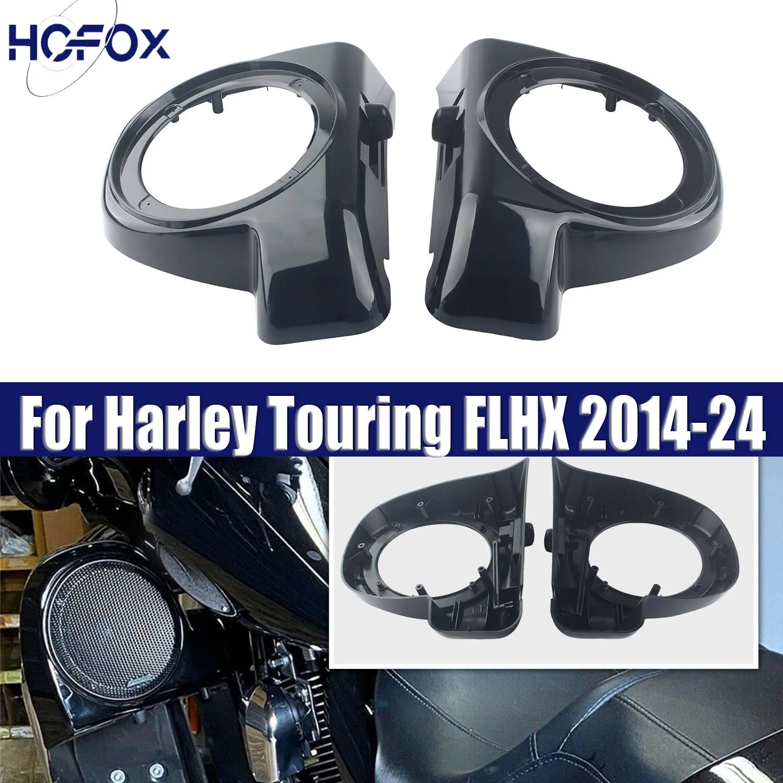 

For Harley Touring FLHX 2014-2024 Unpainted Motorcycle Front Vented Lower Fairing 6.5" Speaker Pod
