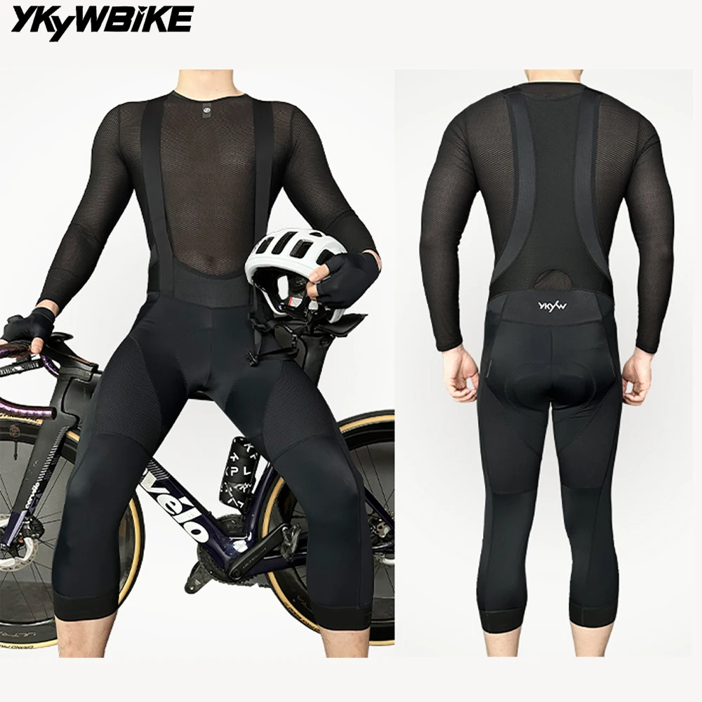 YKYW Men's Summer 3/4 Cycling Bib Shorts Darkblue Coffee Darkgray Bicycle Tights Pants Sport Mtb Bike Shorts 4 Hours Ride Padded - Image 4