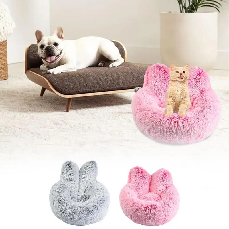 Plush Cat Cave Cat Ear Design Cat Beds For Indoor Cats Anti Slip Comfortable Pet Cave Warm Cat Nest For Indoor Cats Small Dogs