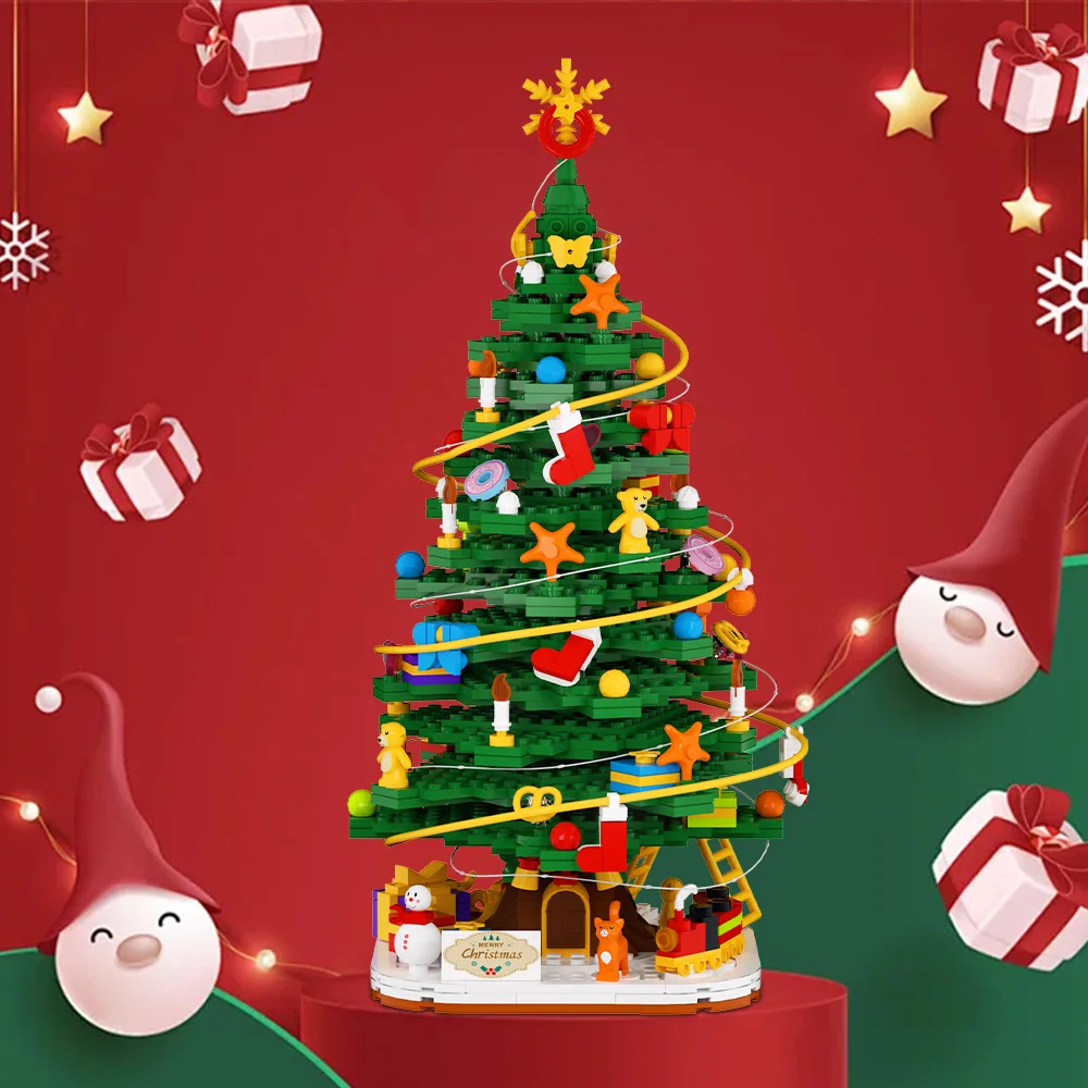 

MOC Christmas Tree Building Block Model Mini Size Christmas Tree Decorate Bricks Assembly Educational Toys Kids Birthday Gifts