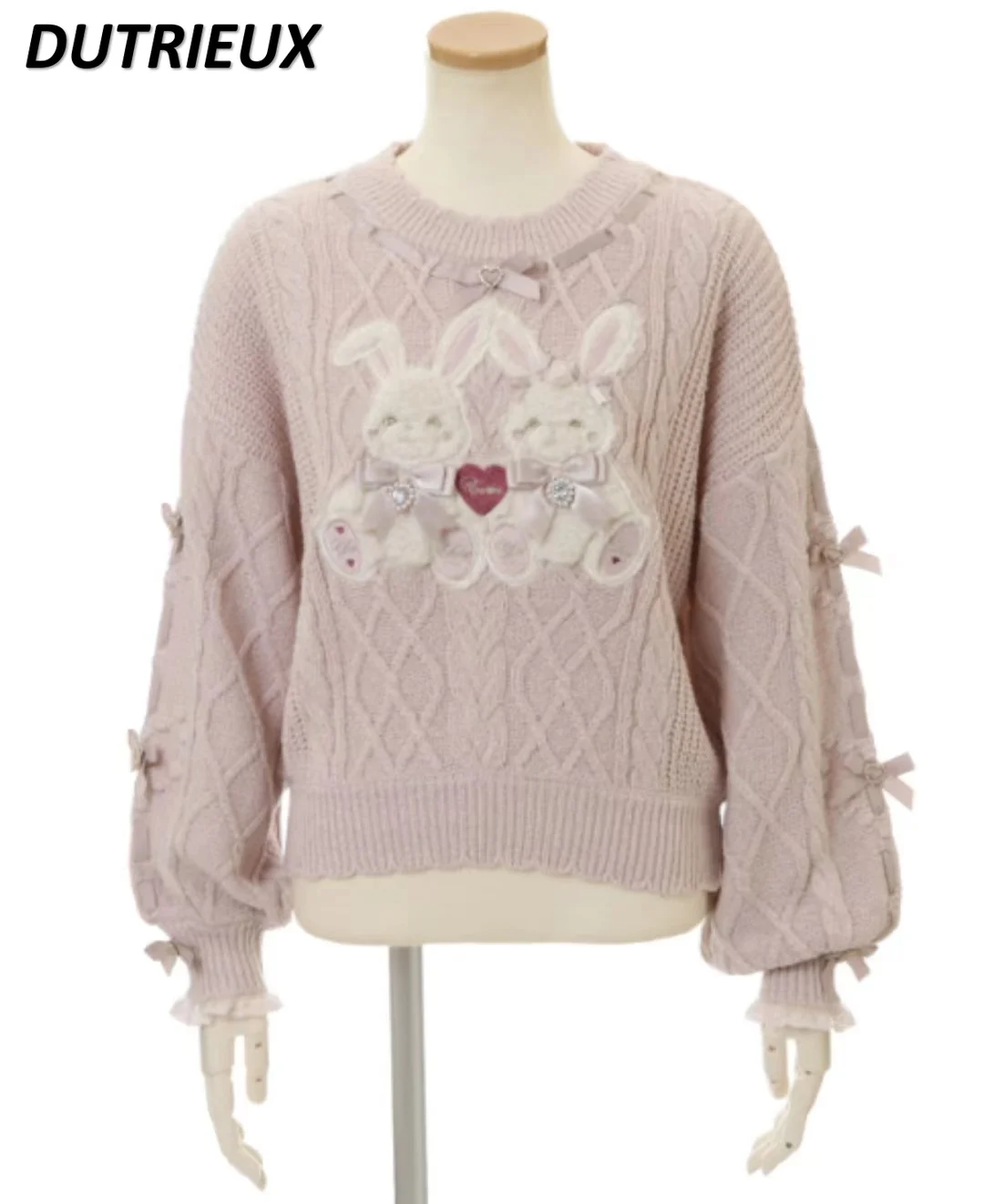 

Japanese Lolita Sweater Autumn and Winter Sweaters Women's Mine Series Mass-Produced Cute Cartoon Rabbit Knitted Pullover Top