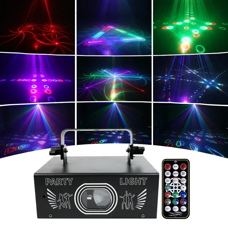 DMX Animation 3D stage laser lights Remote DJ 1000mw Projector lazer light disco beam party lighting for Nightclub Bar Xmas