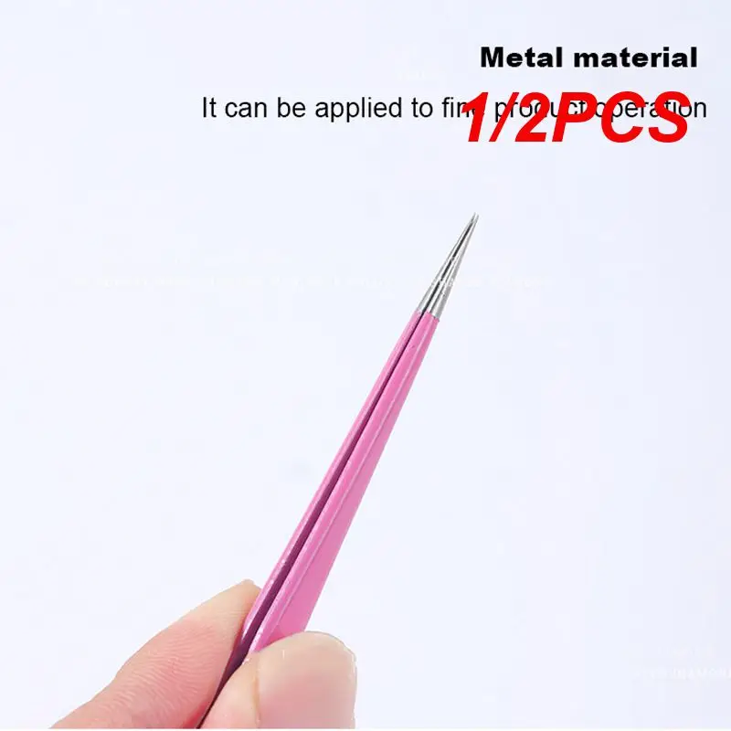 1/2PCS Eyelash Extension Double Sided Tweezers Stainless Steel Tweezers Manicure Tool Nail Tweezers Silicone Nail Art Tweezers