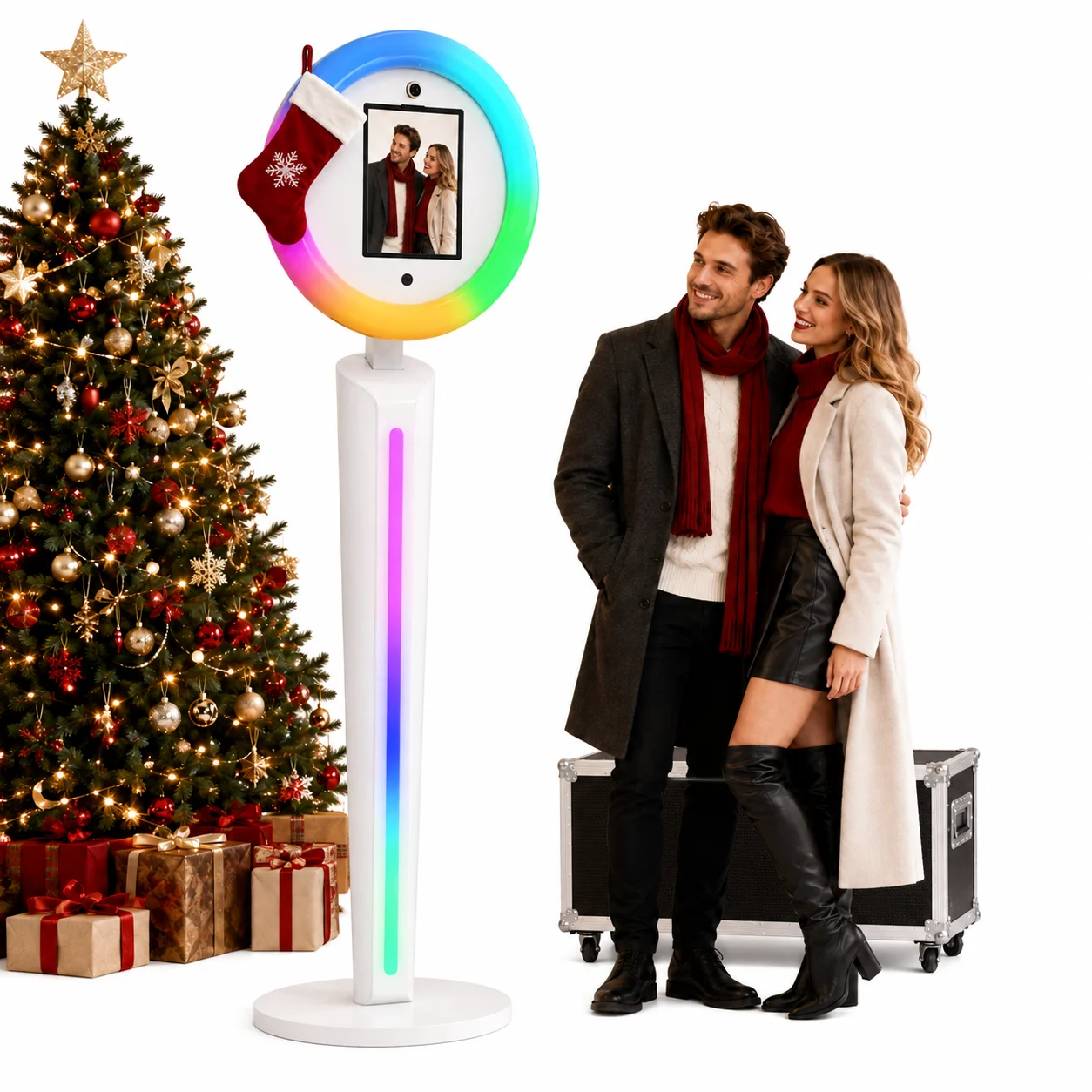 Photo Booth Machine - ธุรกิจให้เช่าบูธถ่ายภาพแบบพกพาสำหรับ iPad พร้อมกล้องวิดีโอควบคุมระยะไกลผ่านแอป หมุนได้ 360 องศา