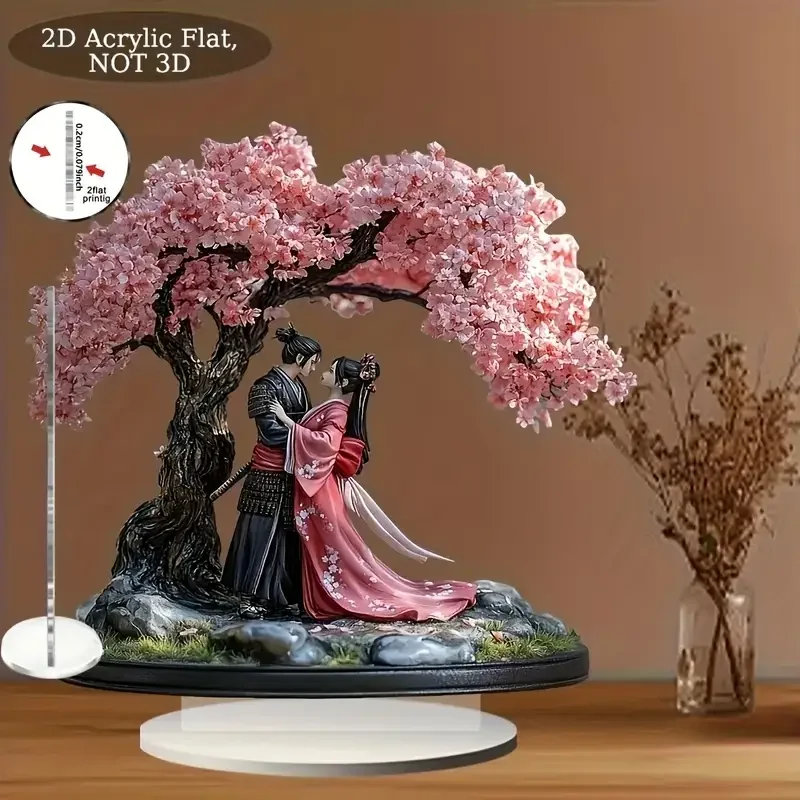 1 Pieza de Decoración de Escritorio con Imágenes de Geisha y Samurái, Ideal para Decoración Tradicional del Hogar y la Oficina