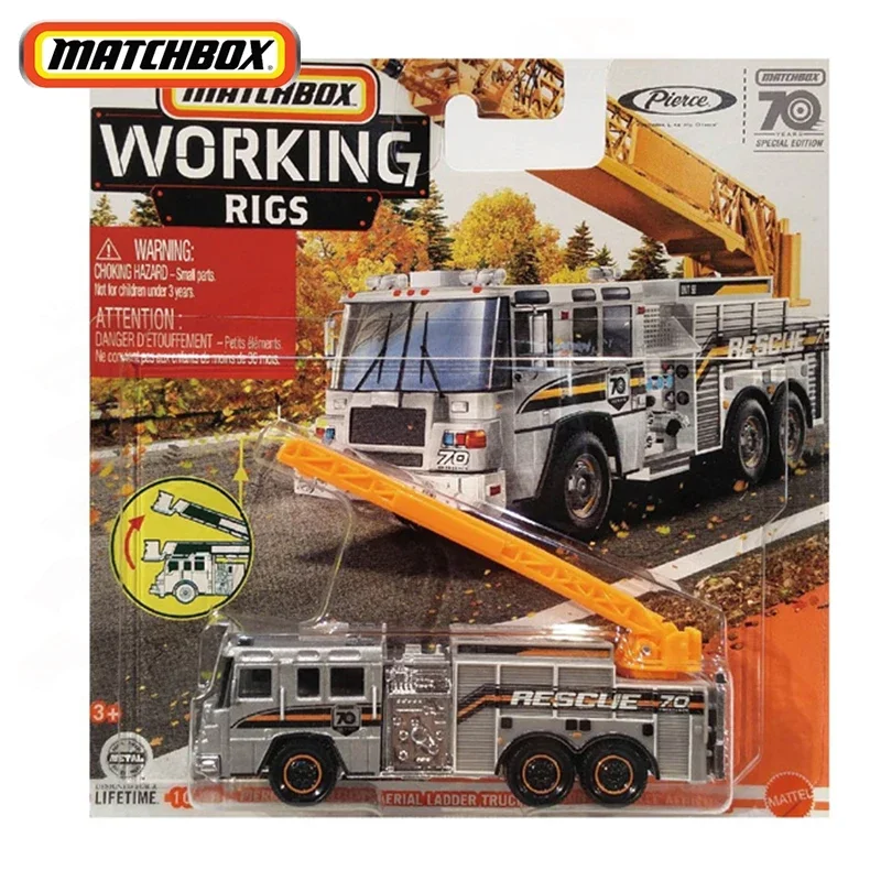 Original Matchbox Working Rigs Car 70Years Special Edition Pierce Quantum Aerial Ladder Vehicle Model Toys for Boy Birthday Gift