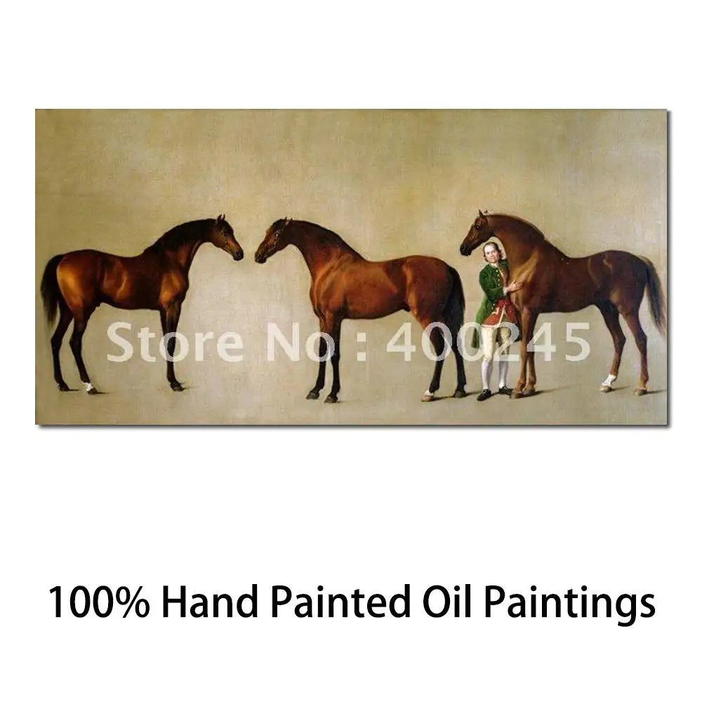 High Quality Horse Oil Painting on Canvas Whistlejacket and Two Stallion with Simon Cobb Groomby George Stubbs 100%Handmade