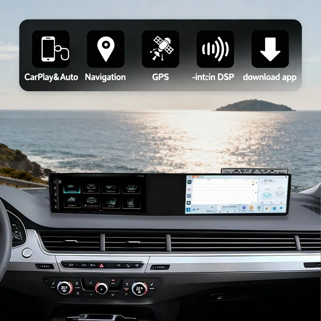Dual Screen Car Radio Stereo Multimedia Player For Audi Q7 2016-2020 Carplay Android Co-pilot Passenger GPS Navigation Head Unit