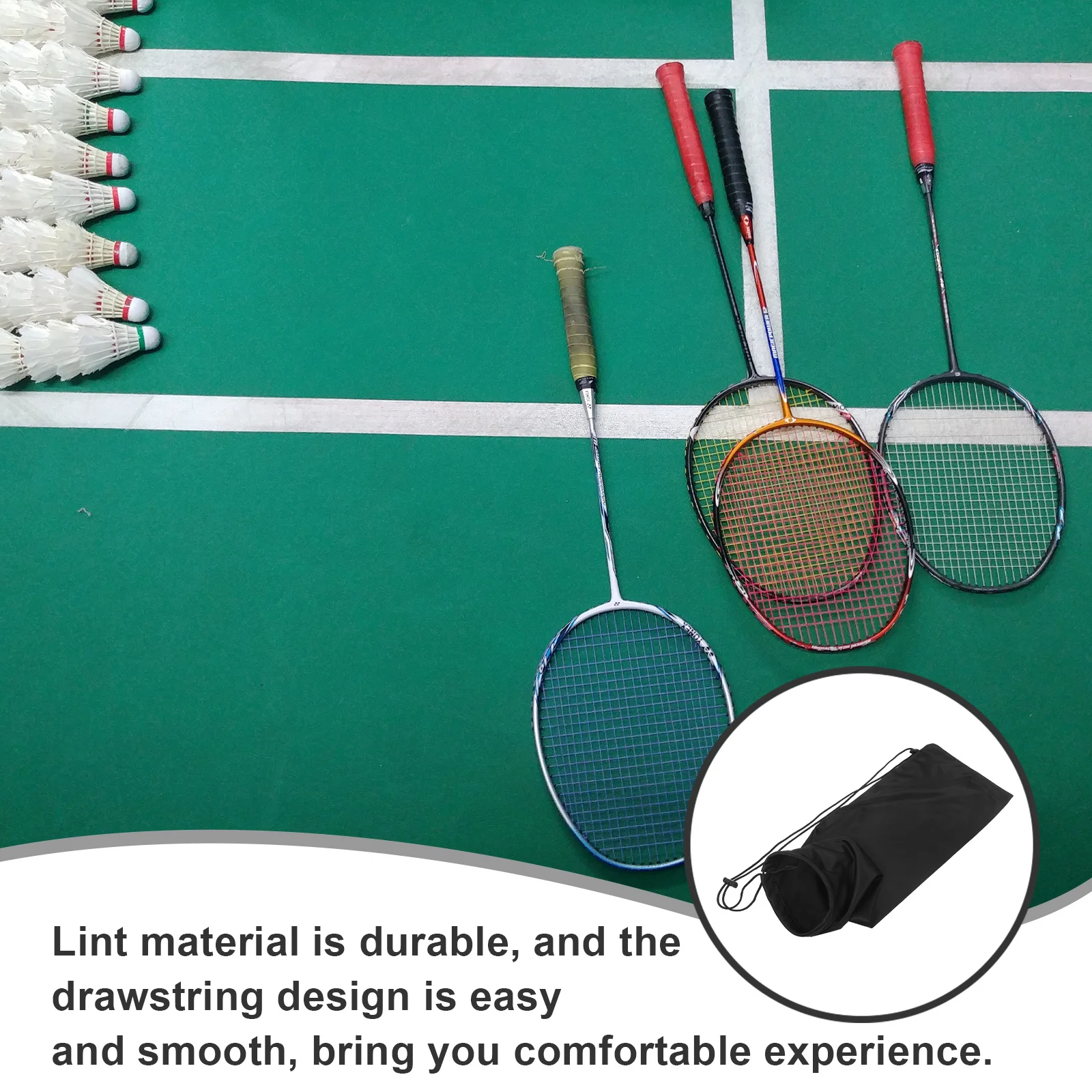 

Badminton Racket Storage Bag Portable Durable Lint Material Outdoor Sports Drawstring Protective Organizer Pouch