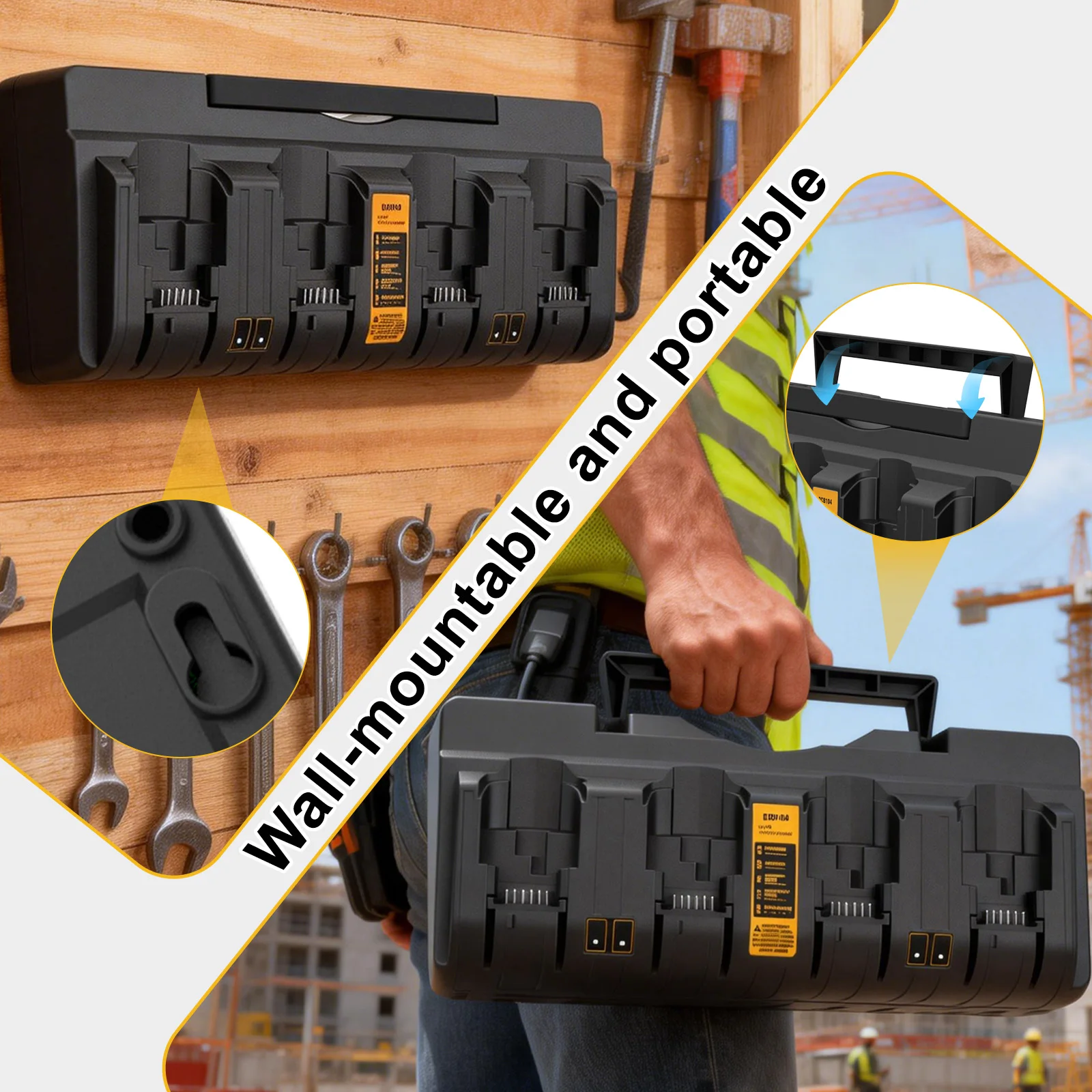 Ładowarka DCB104 do akumulatorów Dewalt 12V 20V, 3A, podwójna ładowarka 4-portowa do akumulatorów litowych Dewalt 20V DCB120 DCB112 DCB206 DCB208 — zdjęcie produktu 6